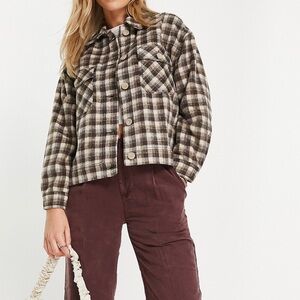 Cotton:On Women’s Cropped Shacket in Check (Size: S)